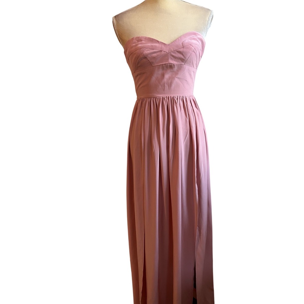 Amanda Uprichard Maxi Dress Pink Double Slit Formal Gownโ Smocked Back